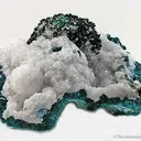 Primary Malachite, Plancheite on Quartz on Dioptase - image 2