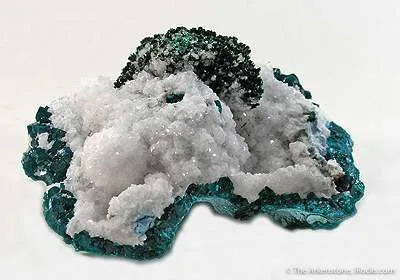 Primary Malachite, Plancheite on Quartz on Dioptase - image 2