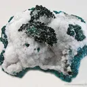 Primary Malachite, Plancheite on Quartz on Dioptase - image 1