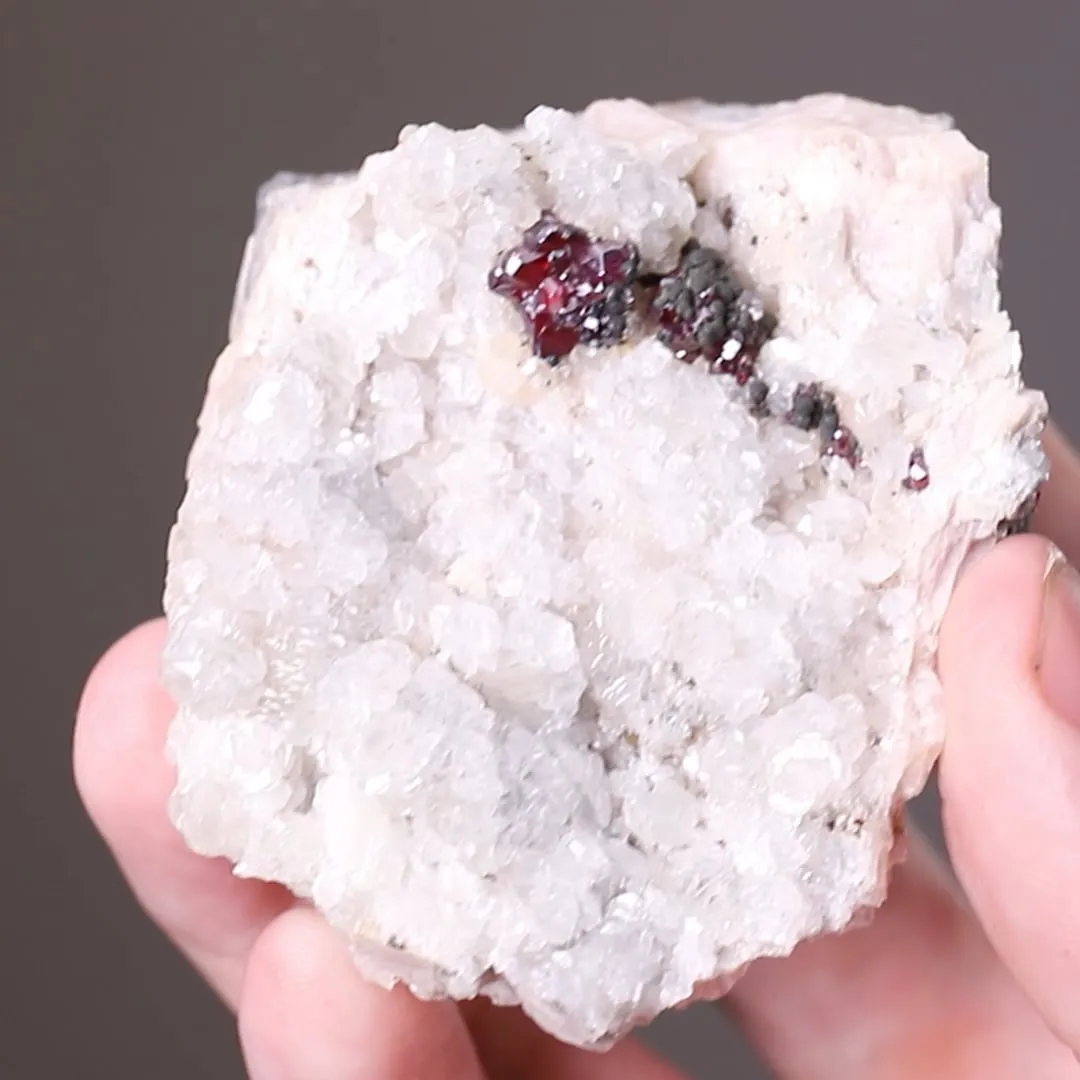 Proustite with NATIVE Arsenic on Calcite - image 2