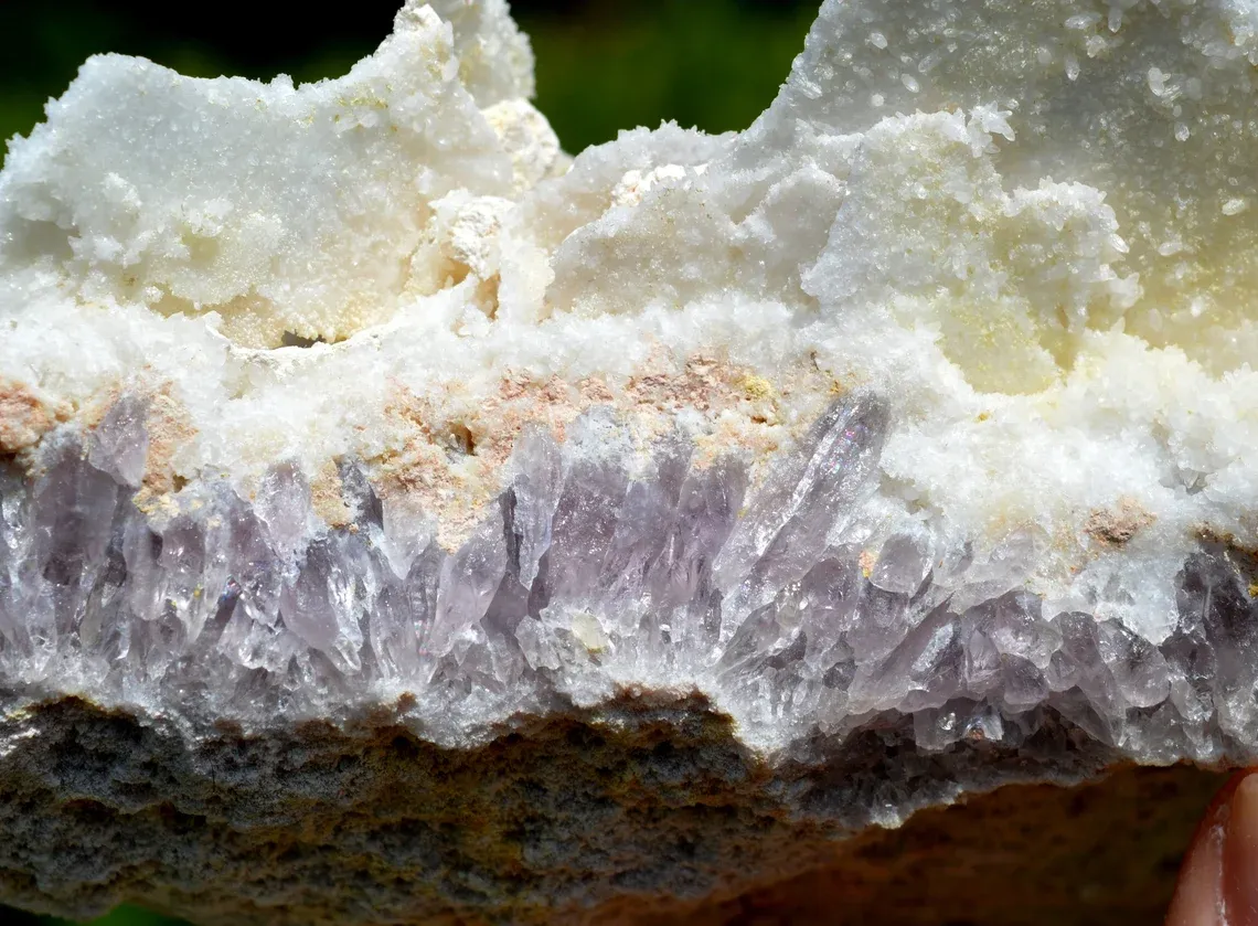 Pseudomorph Calcite in quartz and amethyst 1200 grams - Baia Mare, Maramureș, Romania - image 4