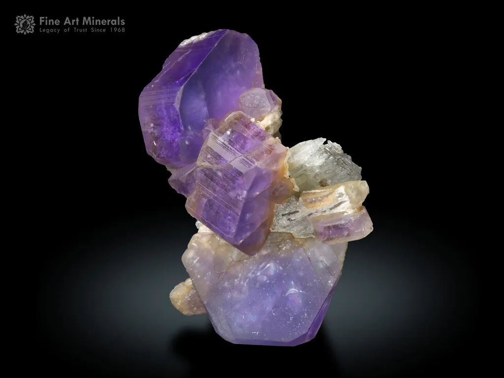 Purple Apatite Cluster on Kunzite from Afghanistan image