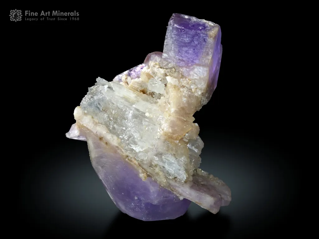 Purple Apatite Cluster on Kunzite from Afghanistan - image 4