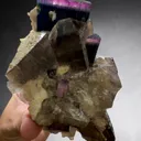 Purple cap Tourmaline with smoke Quartz on matrix specimen from Afghanistan - image 1