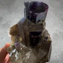 Purple cap Tourmaline with smoke Quartz on matrix specimen from Afghanistan - image 4