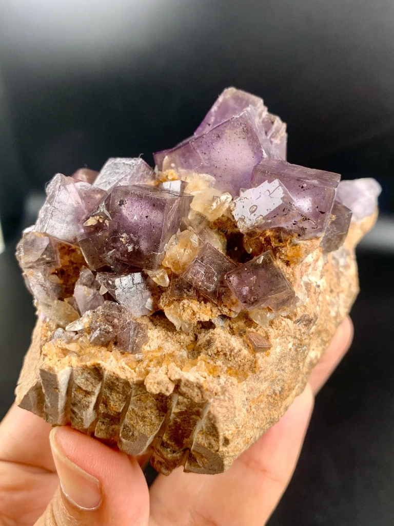 Purple Cubic Phantom Fluorite with calcite on Matrix from Pakistan - image 7