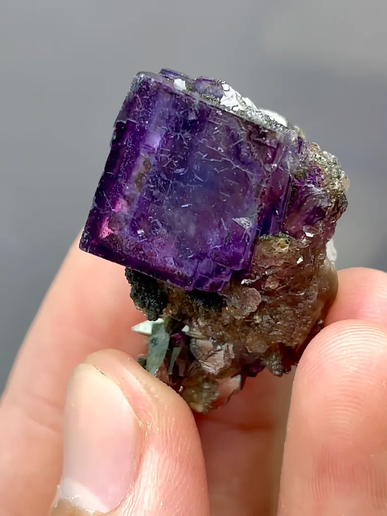 Purple Fluorite and Pyrite and Flaky Calcite Coexist comes from Yaogangxian,Hunan 30*20*25MM - image 3