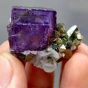 Purple Fluorite and Pyrite and Flaky Calcite Coexist comes from Yaogangxian,Hunan 30*20*25MM - image 2