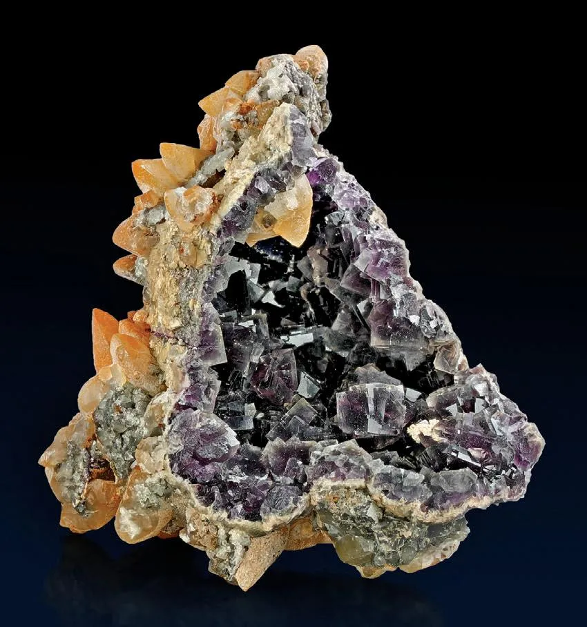 Purple Fluorite, Barite, Calcite image