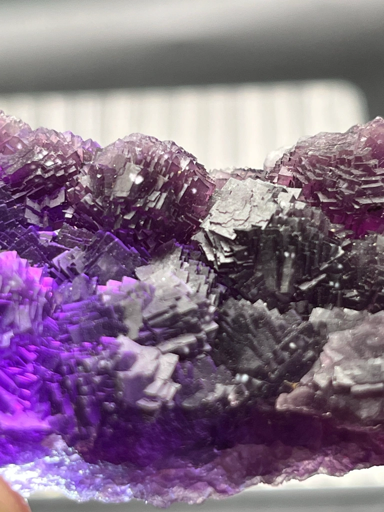 Purple Fluorite Mineral Specimen from Henan Province, Cubic Crystal Cluster - image 3