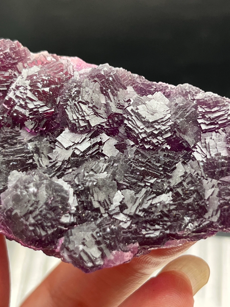 Purple Fluorite Mineral Specimen from Henan Province, Cubic Crystal Cluster - image 2