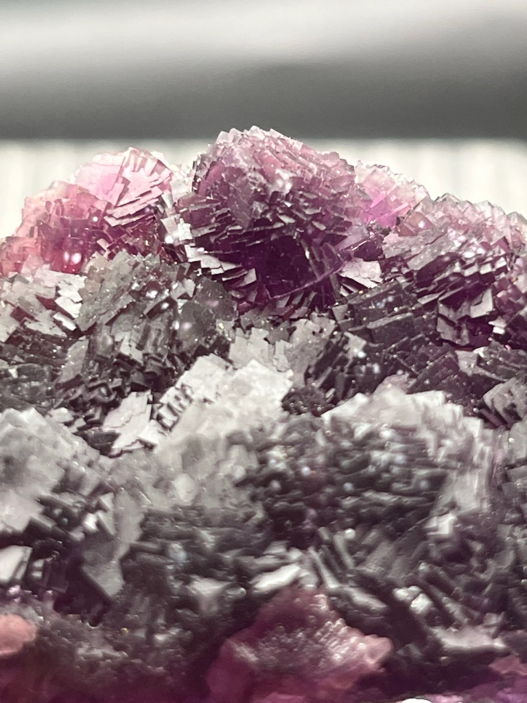 Purple Fluorite Mineral Specimen from Henan Province, Cubic Crystal Cluster - image 4