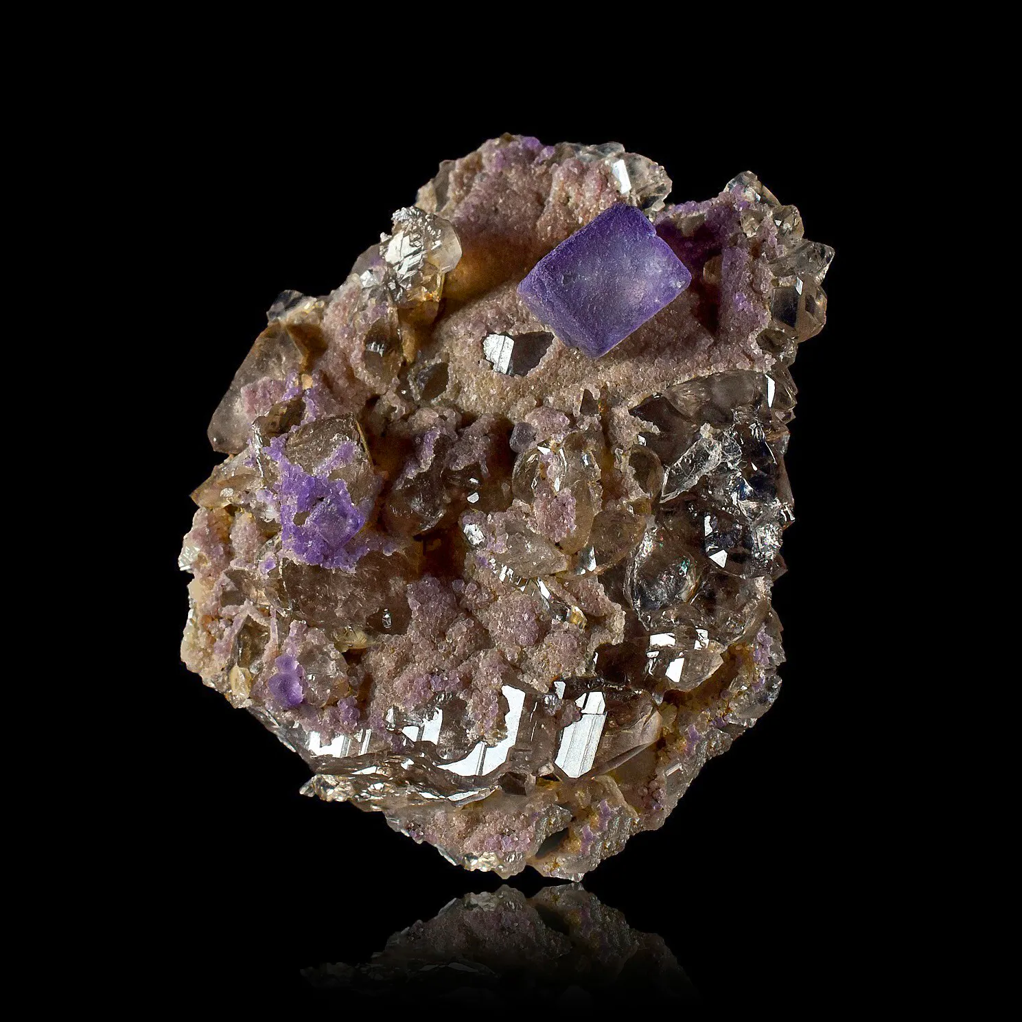 Purple fluorite on smoky quartz from the Mont-Blanc - image 1
