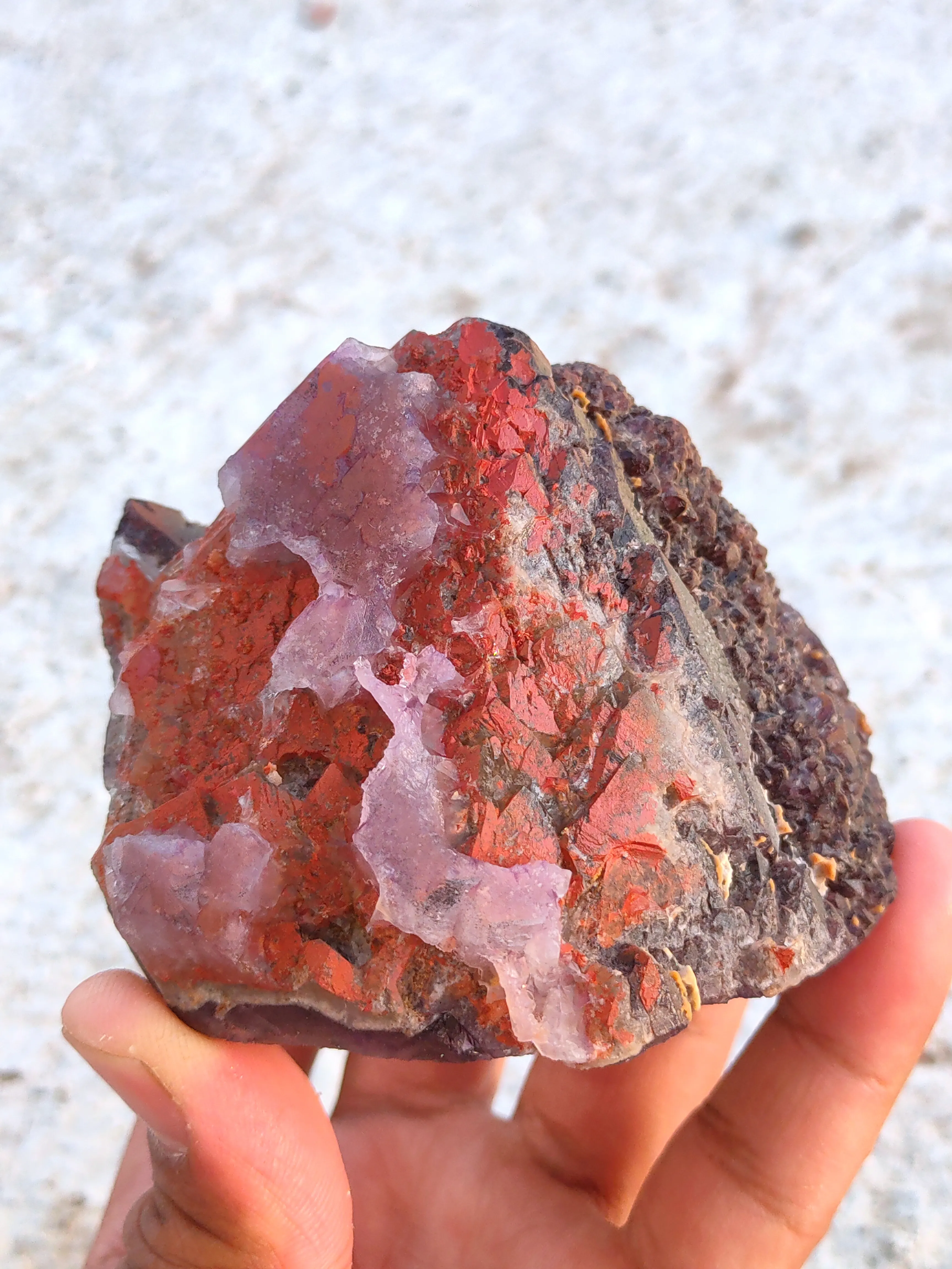 Pyramid Amethyst with Red Hematite Cluster Available for sale. - image 3