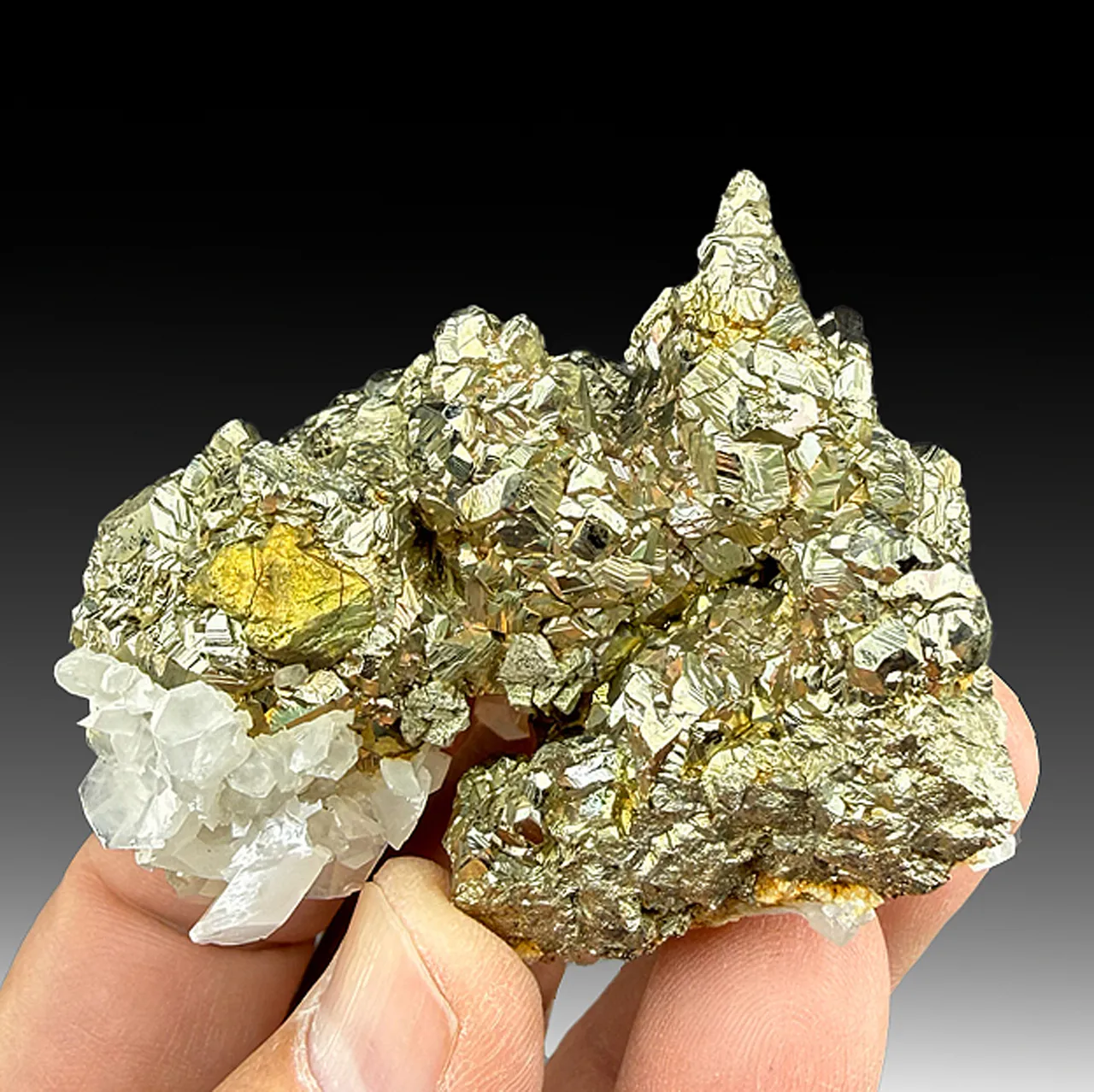 Pyrite after Pyrrhotite with Calcite - image 1
