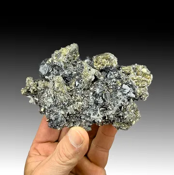 Pyrite after Pyrrhotite with Calcite, Sphalerite