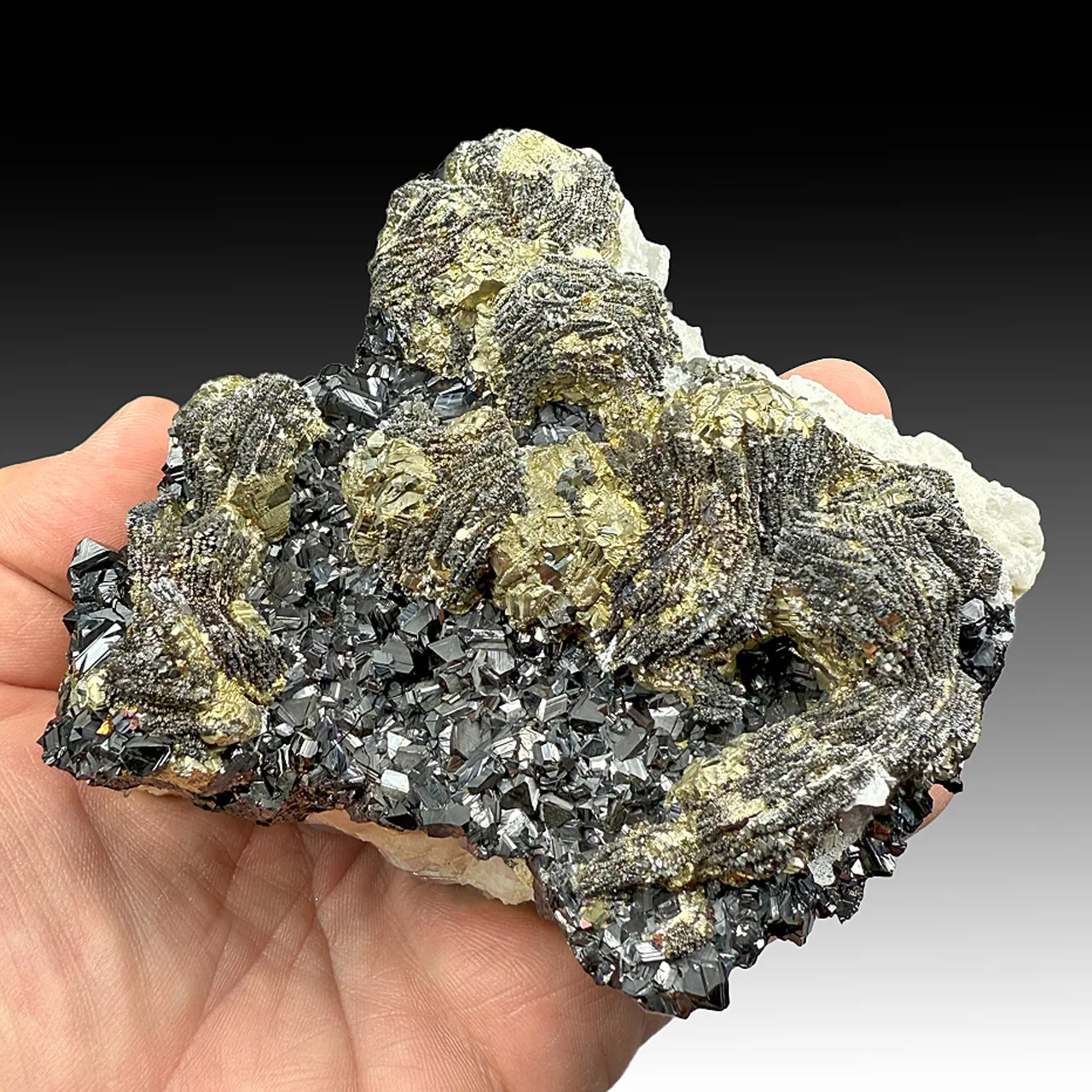 Pyrite after Pyrrhotite with Sphalerite, Calcite - image 1