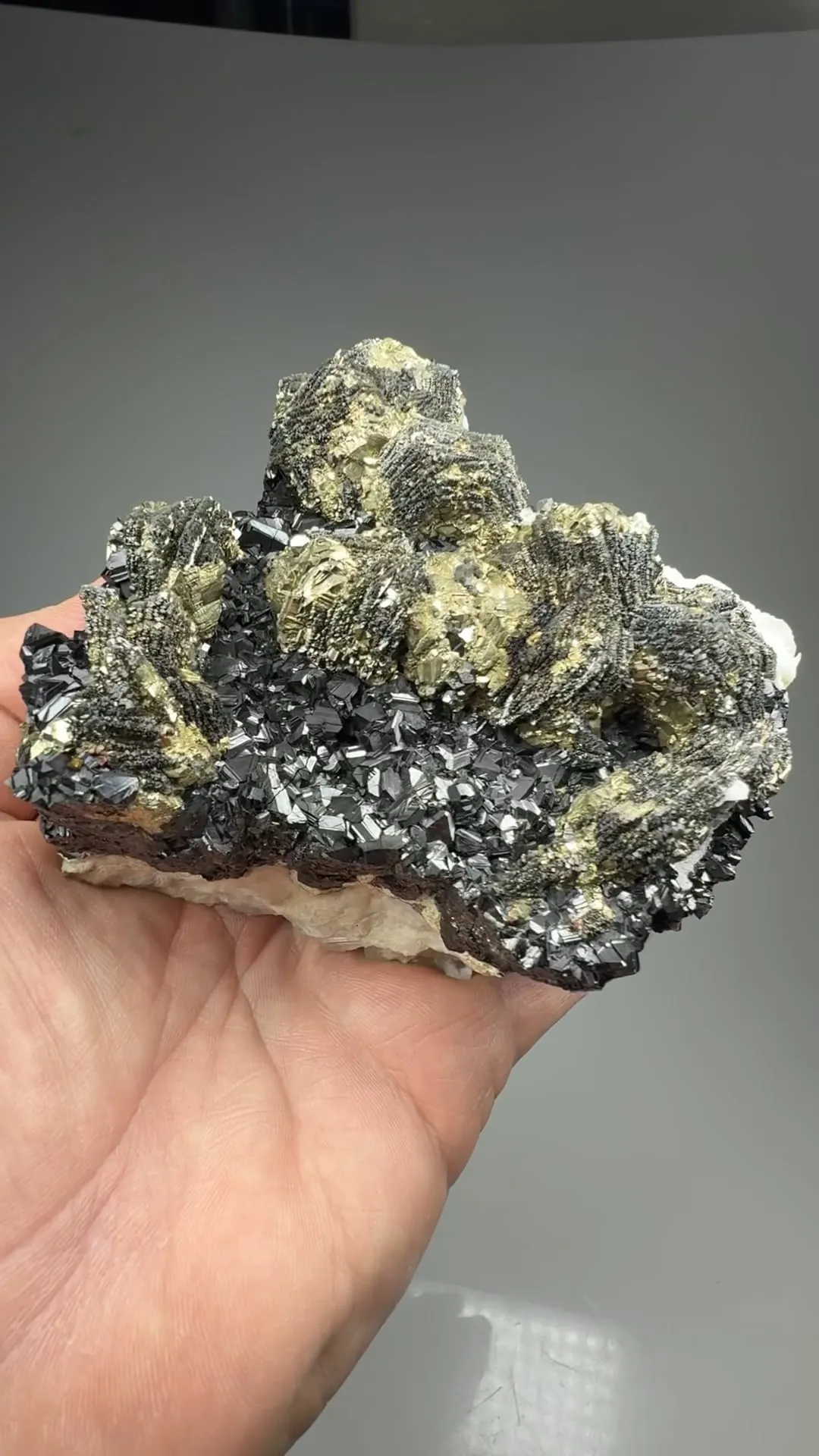 Pyrite after Pyrrhotite with Sphalerite, Calcite - image 2