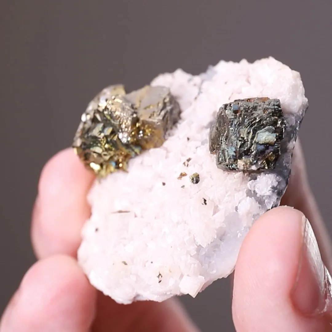 Pyrite and Calcite on Quartz - image 2