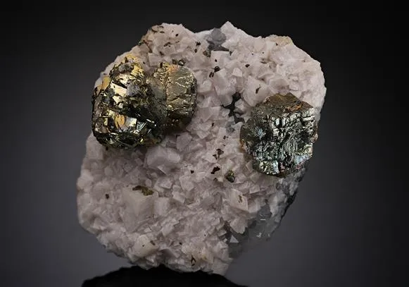 Pyrite and Calcite on Quartz - image 1