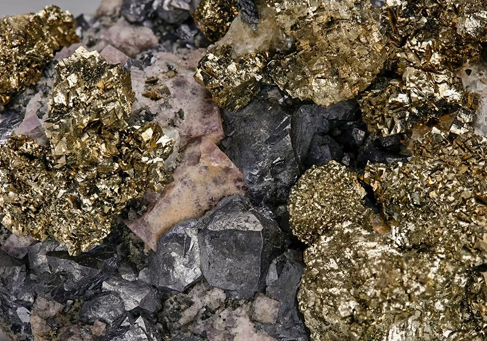 Pyrite and Galena on Fluorite - image 1