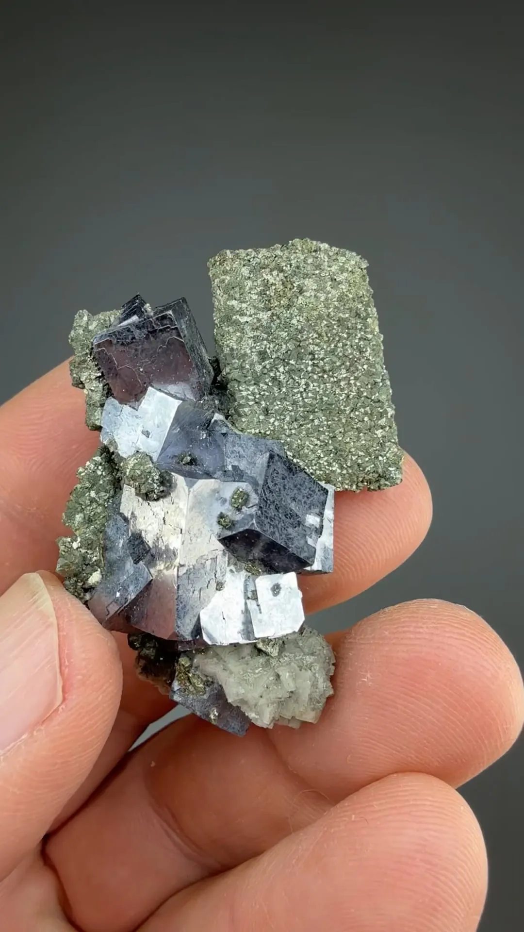 Pyrite casts after Anhydrite with Galena - image 2