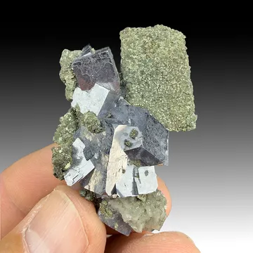 Pyrite casts after Anhydrite with Galena