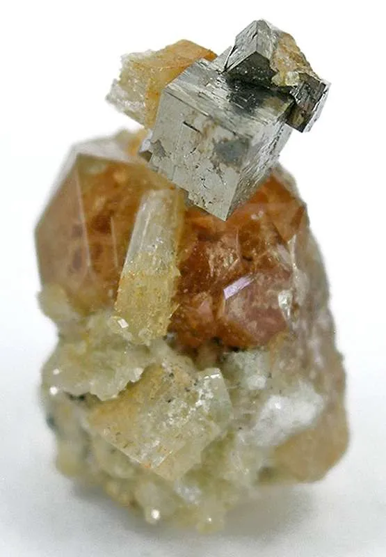 Pyrite on Grossular Garnet on Diopside - image 1