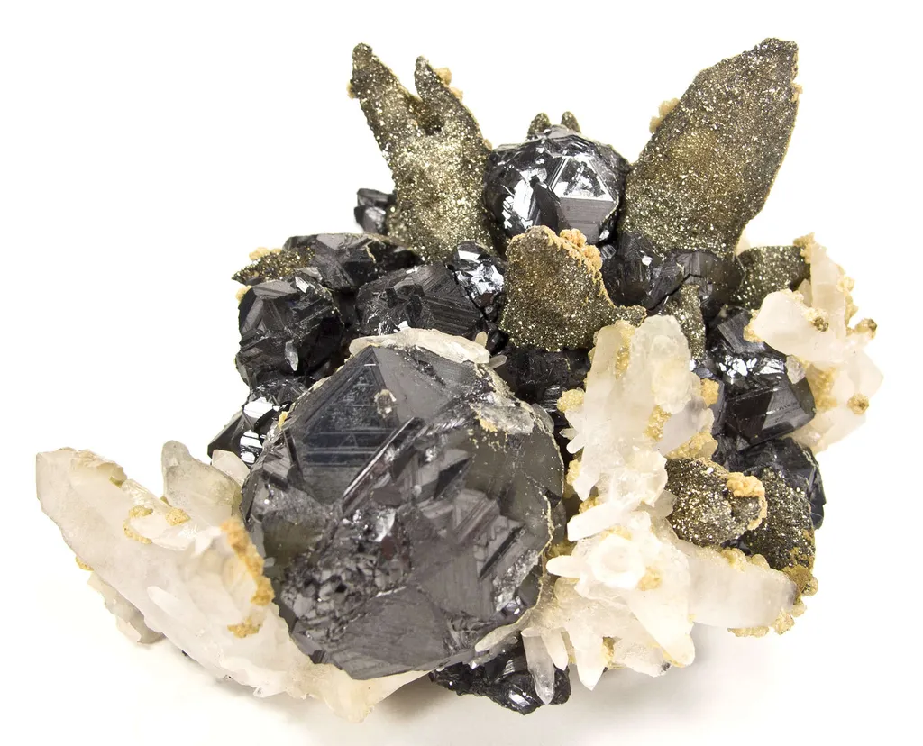 Pyrite Ps. After Pyrrhotite With Sphalerite & Quartz image