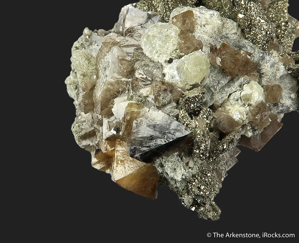 Pyrite ps. Pyrrhotite on Scheelite (fl) - image 3