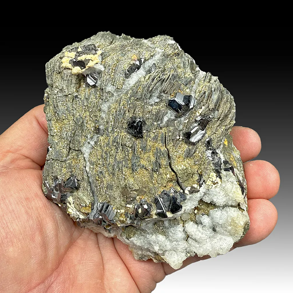 Pyrite replacing Pyrrhotite with Sphalerite, Calcite image