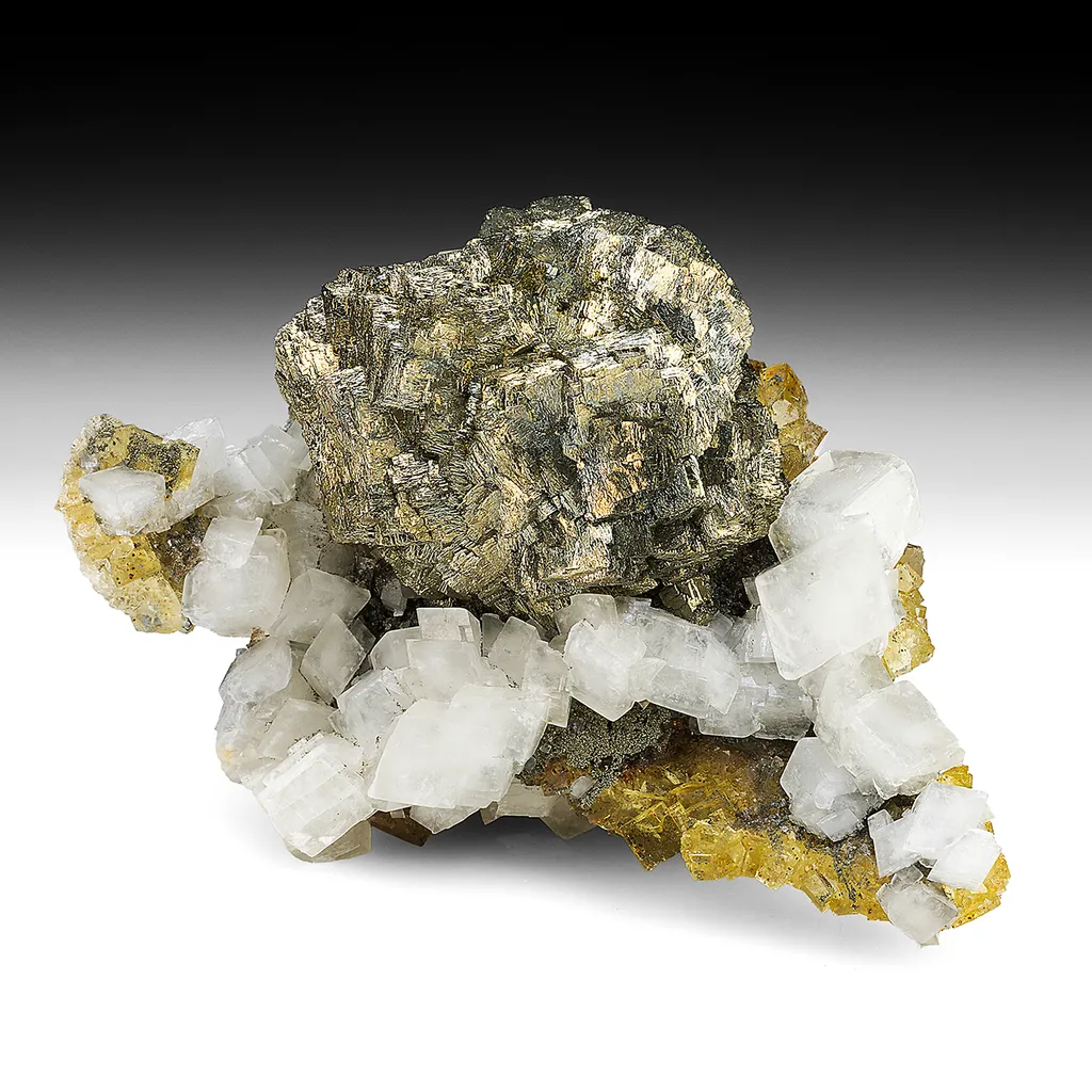 Pyrite with Calcite, Fluorite image