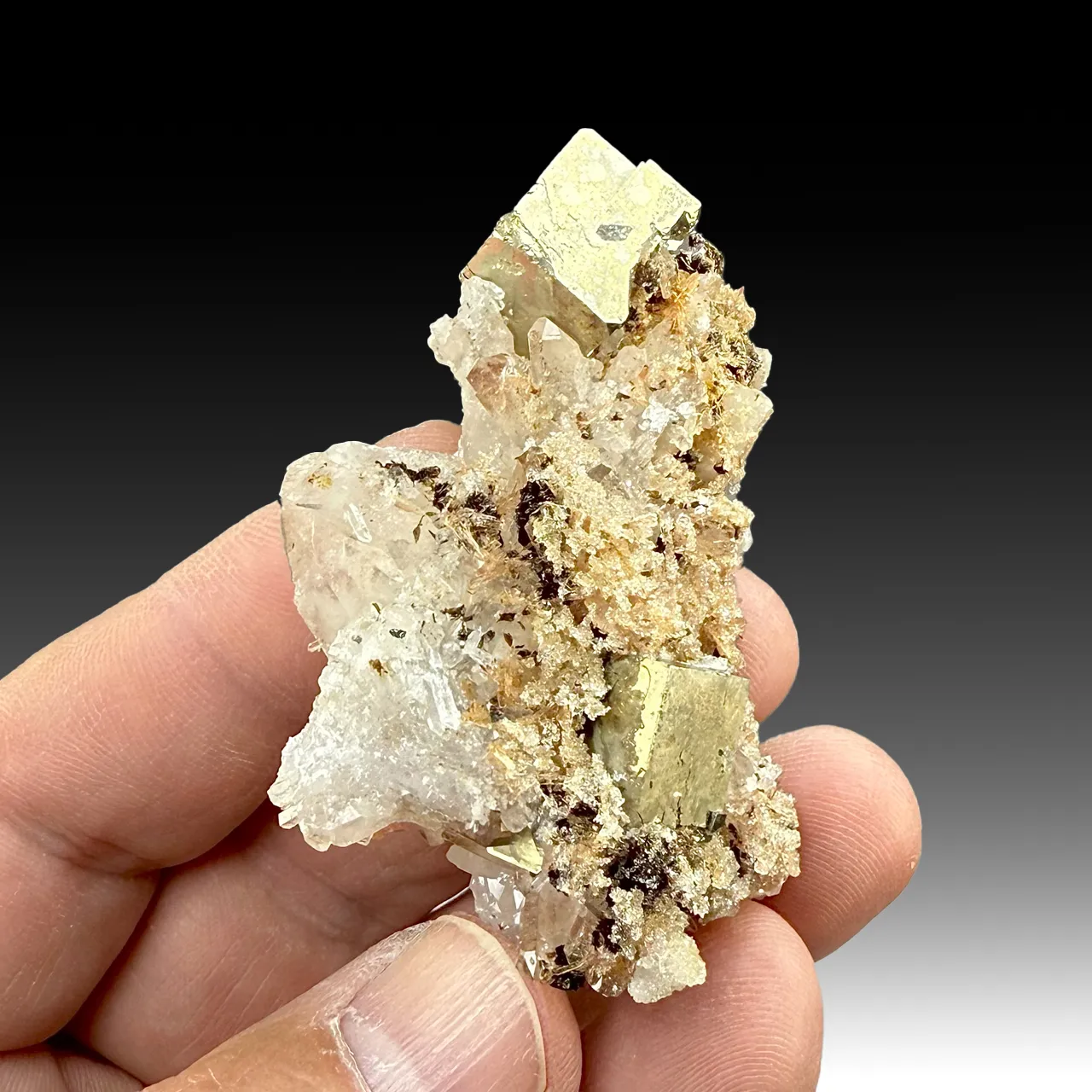 Pyrite with Inesite, Hubeite, Quartz - image 1