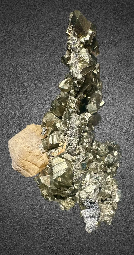 Pyrite with Manganocalcite from Bulgaria, Smolyan Province, Madan ore field, Septemvri Mine - image 4