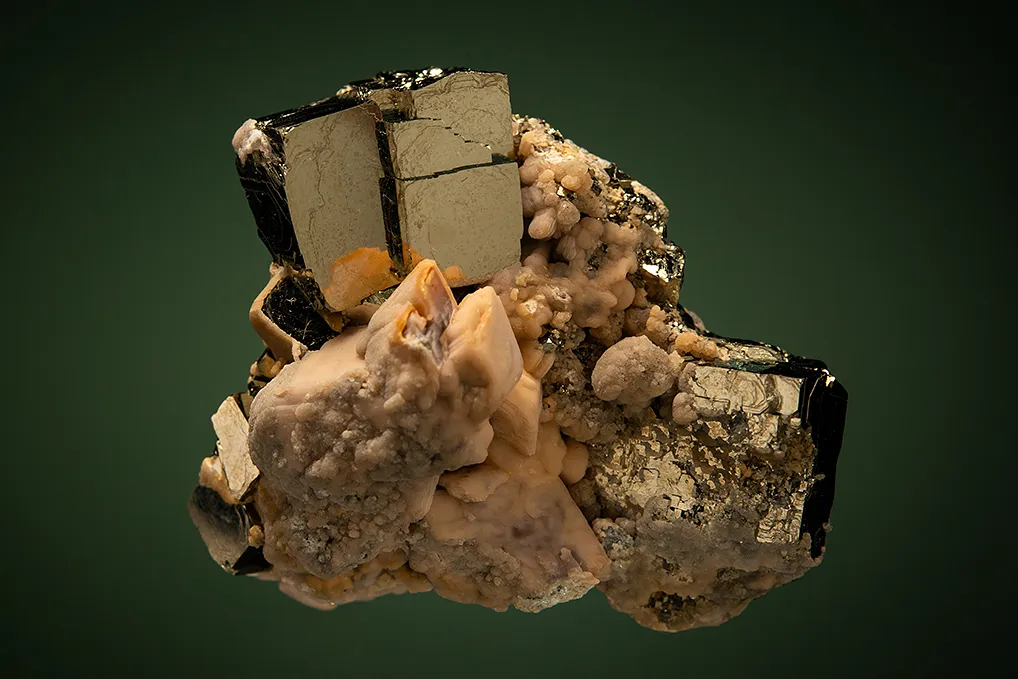 Pyrite with Rhodochrosite image