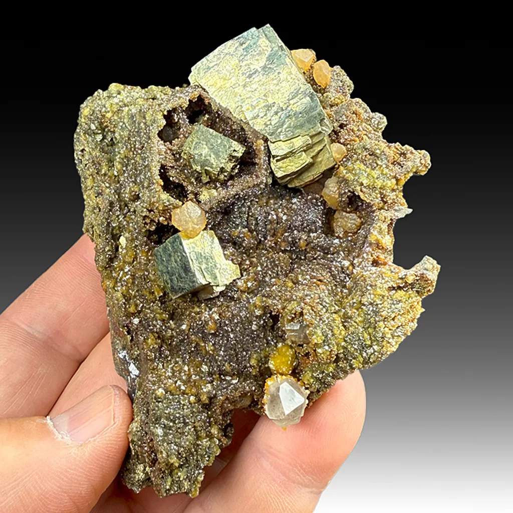 Pyrite with Siderite after Pyrrhotite, Quartz image