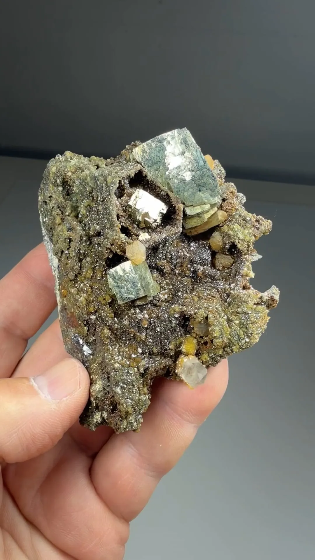 Pyrite with Siderite after Pyrrhotite, Quartz - image 2