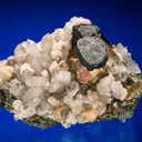 Pyrite with Tetrahedrite and Calcite on Quartz - image 1