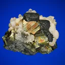 Pyrite with Tetrahedrite and Calcite on Quartz - image 3