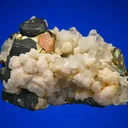 Pyrite with Tetrahedrite and Calcite on Quartz - image 5