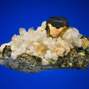Pyrite with Tetrahedrite and Calcite on Quartz - image 4