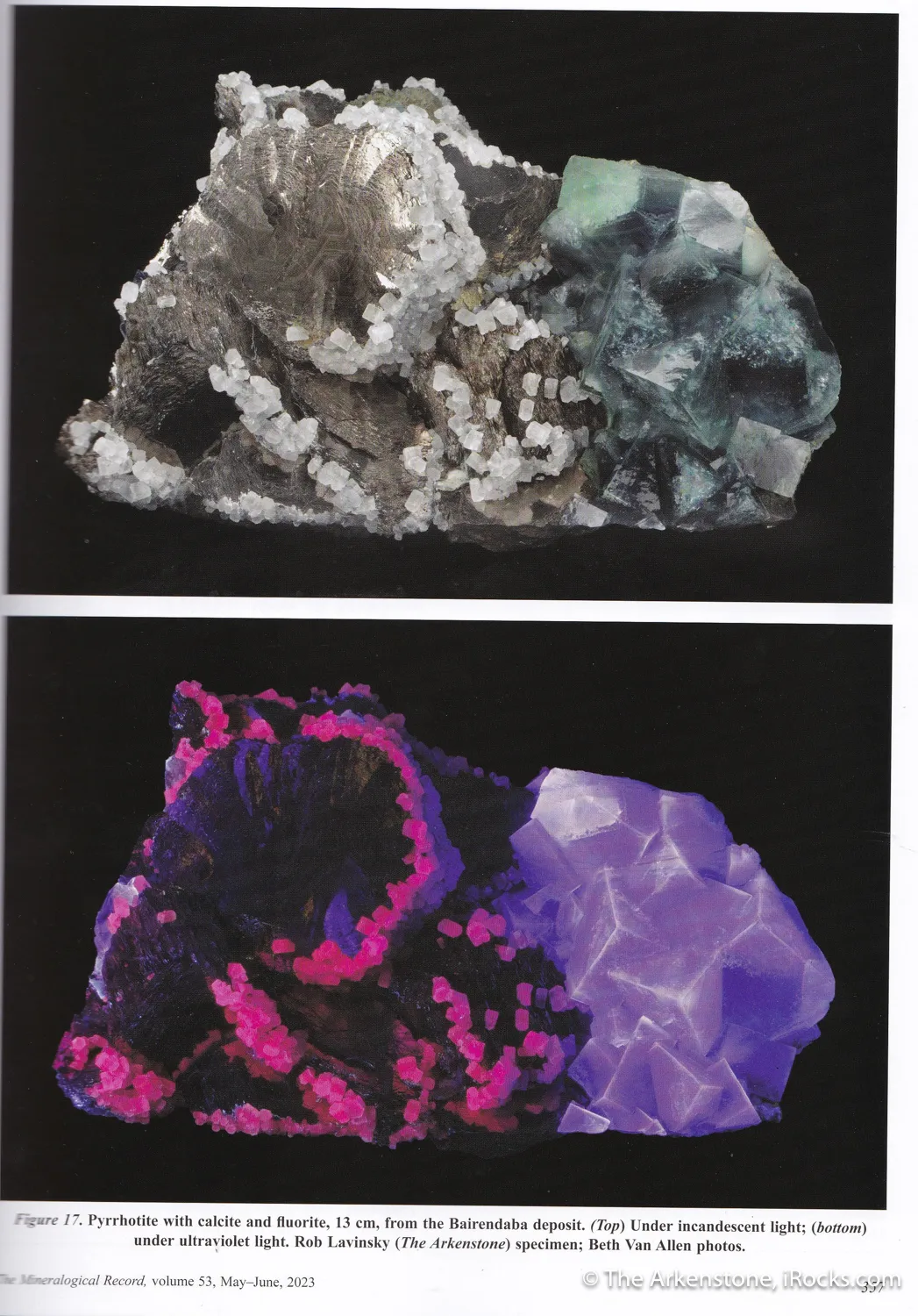 Pyrrhotite and Fluorite with Calcite (Illustrated) - image 3
