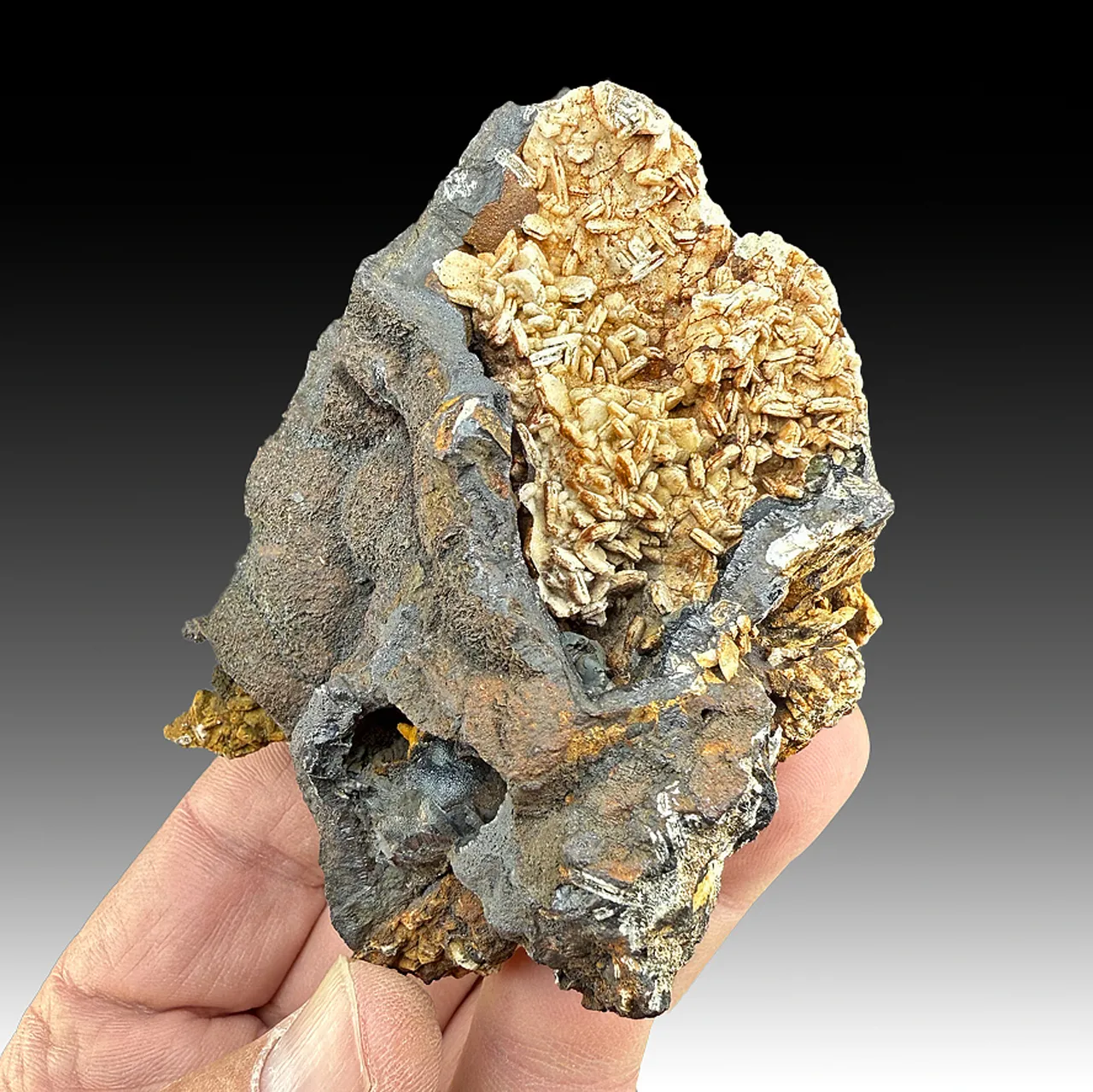 Quartz after Barite with Lepidocrocite - image 1