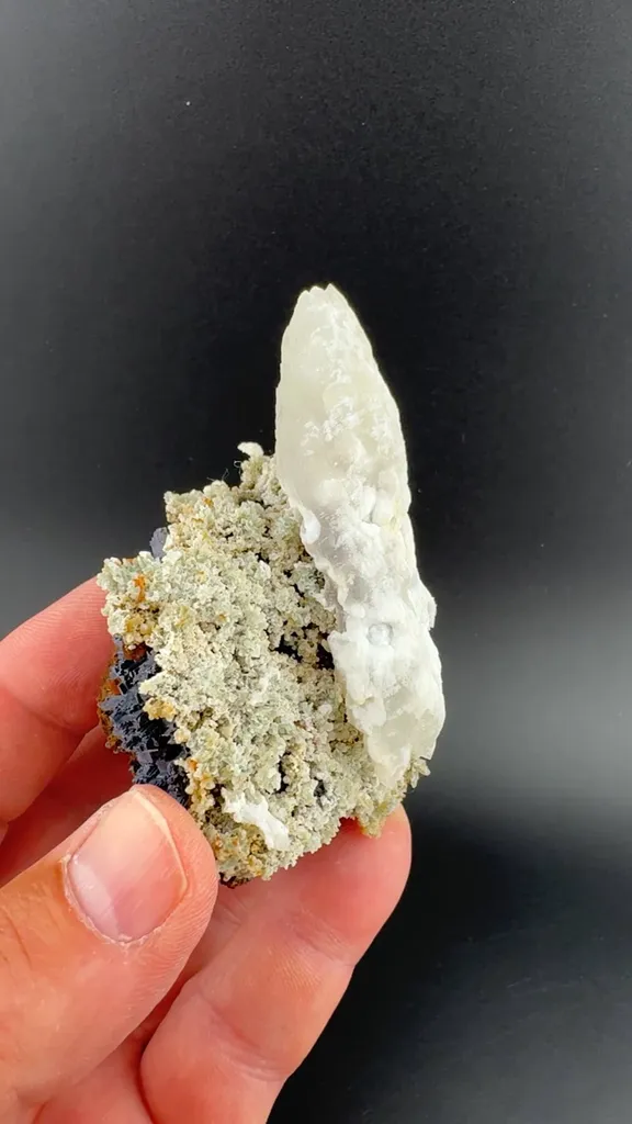Quartz after Calcite with Galena image