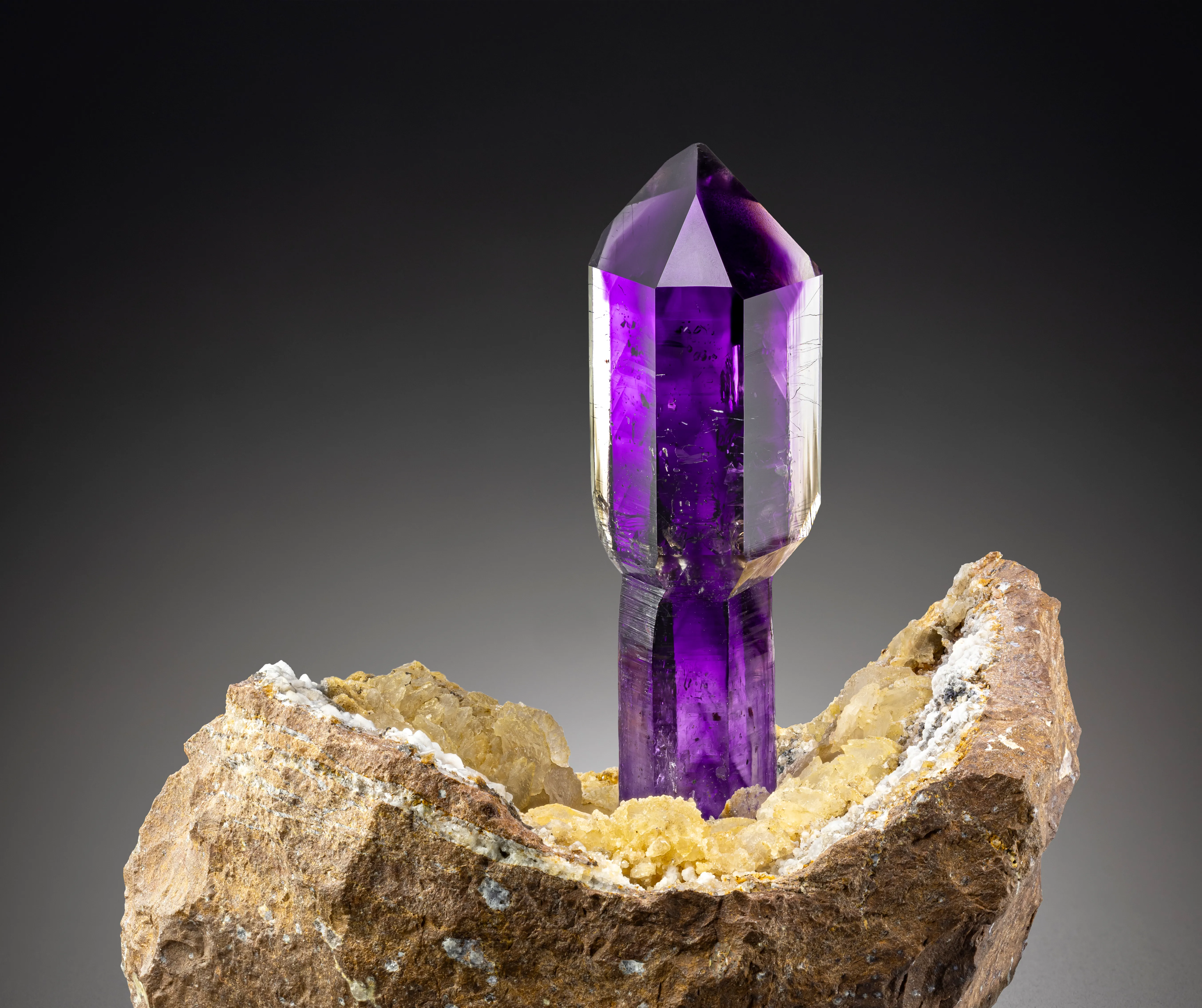 Quartz (Amethyst) on Calcite - image 2