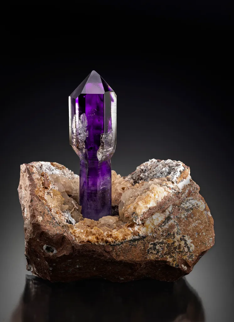 Quartz (Amethyst) on Calcite image
