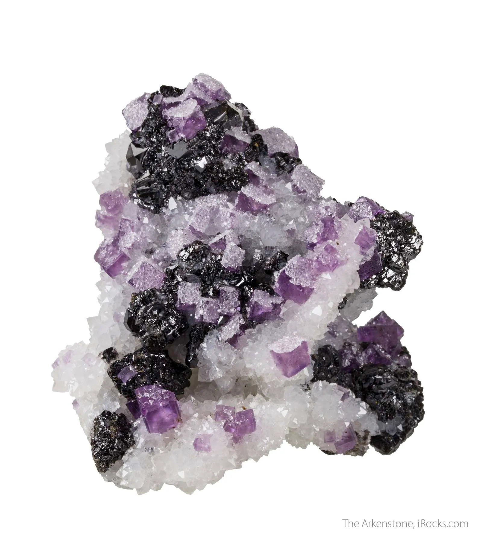 Quartz cast after Barite with Fluorite and Sphalerite - image 2