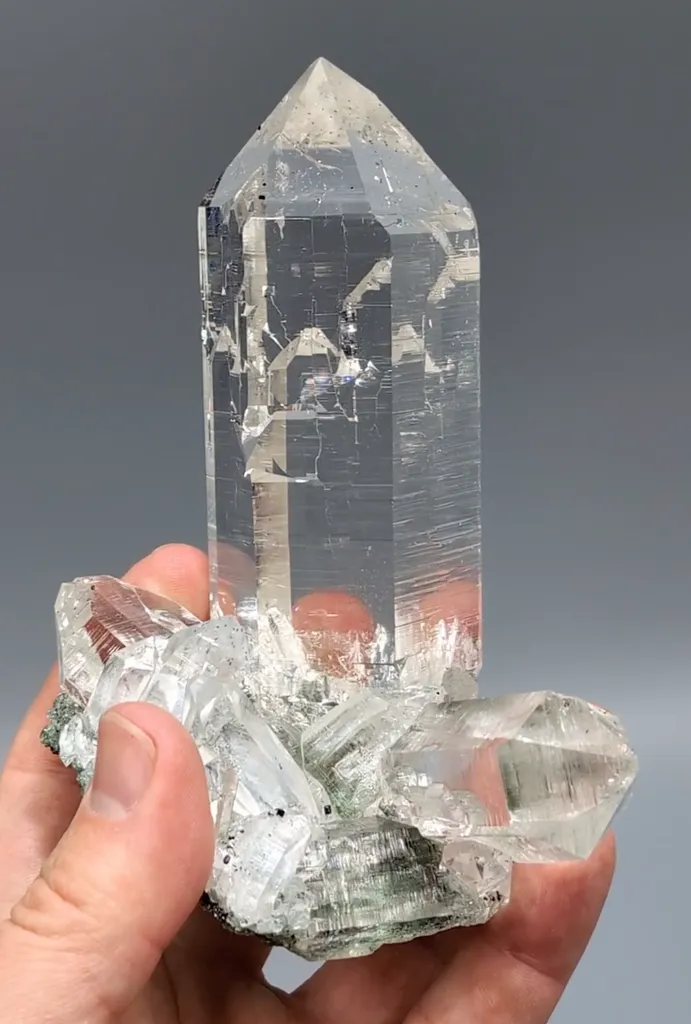 Quartz - Exceptional Water-Clear Focal Crystal with Anatase Inclusion image