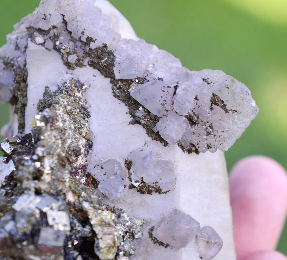 Quartz fluorite pyrite chalcopyrite 304 grams - Dal'negorsk, Primorskiy Kray, Russia - image 4