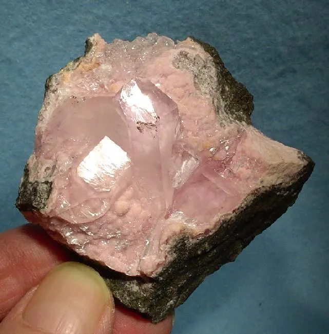 Quartz, Gypsum (Var: Selenite), Rhodochrosite image
